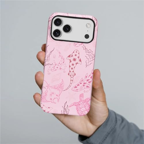Case for iPhone 17 Pro Max/18 Pro Max,Drop Protection Hybrid 2-Layer Hard Phone Cover-Ocean Animal Whale Shark-Pink - color: Ocean Animal Whale Shark-Pink, size: iPhone 17 Pro Max/18 Pro Max