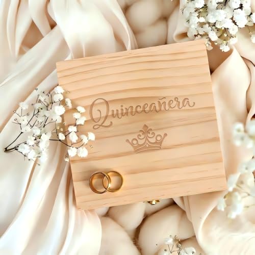 Wooden Quinceañera Jewelry Box, Engraved Memory Trinket Keepsake - color: style-7