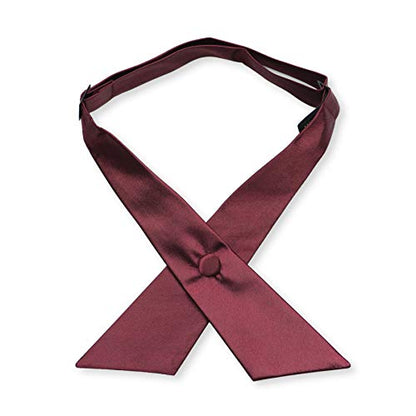 Women's or Men's Crossover Neck Tie Solid Color Continental Tie - color: Burgundy