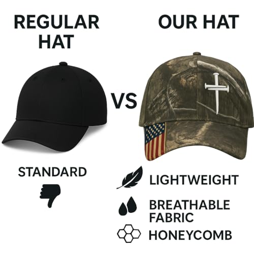 Christian Hats for Men, Three Nails Cross Embroidered Faith Baseball Cap - color: Camouflage