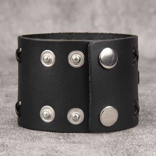 Jeilwiy Punk Rock Gothic Black Rivet Leather Spiked Necklace Collar Neckband Leather Choker Necklace for Women Mom Gifts Adjustable - color: 05 Leather Cuff Bracelet Black