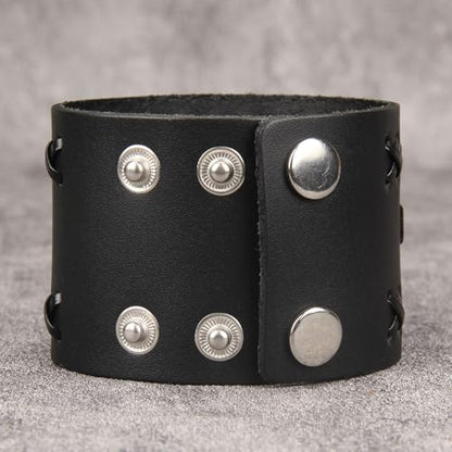 Jeilwiy Punk Rock Gothic Black Rivet Leather Spiked Necklace Collar Neckband Leather Choker Necklace for Women Mom Gifts Adjustable - color: 05 Leather Cuff Bracelet Black