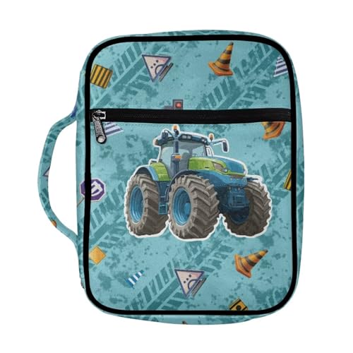 Coldinair Cool Tractor Bible Covers Bag for Kids Teen,Cool Carrying Book Case Church Bag Bible Holder with Handle and Zippered Pocket,Blue - color: Cool Tractor,blue