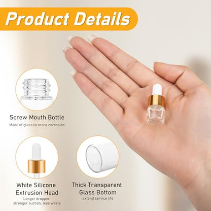 20 Pack 1ml Mini Dropper Bottle for Cuticle Oil - size: 1ml