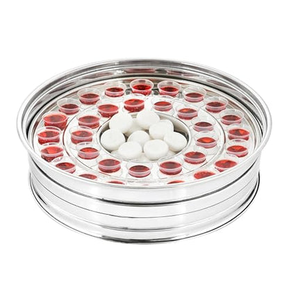 VJR Communion Tray for Churches with Lid, 33-Cup Stainless Steel Communion Set with Reusable Cups, Stackable Church Communion Serving Tray with Bread & Drink Plate, Silver, Rust Resistant - style: Bread only tray without lid
