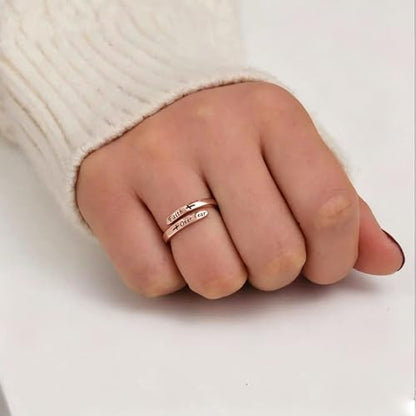 Faith Over Fear Cross Inspirational Rings for Women Daughter, Christian Blessed Hope Love Encouragement Rings Adjustable Open Tiny Purity Wrap Thumb Cross Ring Jewelry Graduation Cocktail Party - color: Rose Gold