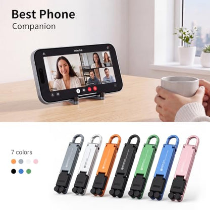 Portable Foldable Pocket Phone Stand with Keychain for Desk Travel(Grey) - color: Grey