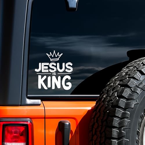Jesus is King Car Decal - Waterproof UV DTF Christian Car Decal - color: Jesus