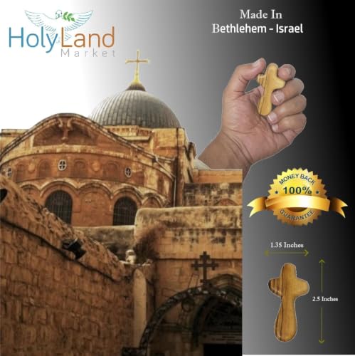 Holy Land Market Olive Wood Pocket Cross 2.5 in, Small Wooden Cross, 3 - size: 3 count
