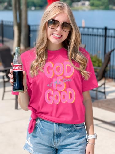 Christian Shirts for Women God is Good Shirt Oversized Jesus Faith Tshirt - color: Hot Pink, size: Large