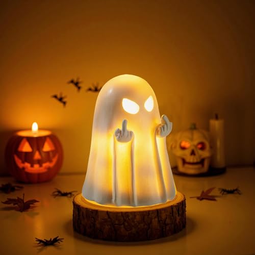 Halloween Ghost Figurine,Cute Spooky Ghost Statue,Halloween Decorations,Resin Statue for Party, Home, Indoor & Porch Decor - color: White 3.4"