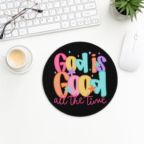 God is Good All The Time Round Gaming Mouse Pad, Colorful Round Mousepads for Desk Home Office Computers Laptop Accessories, Christian Gifts for Women Men, 7.9x7.9 Inch - color: Cute Sloth 23