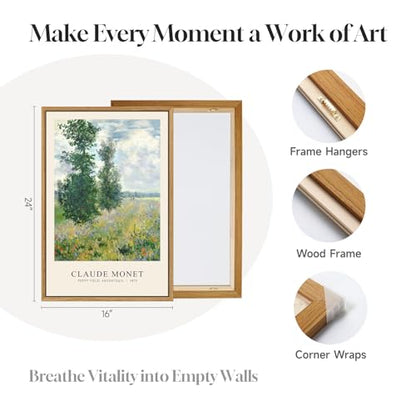 3 Piece Framed Claude Monet Landscape Wall Art for Living Room, 16x24 Inch - color: Green and Blue, size: 16"W x 24"Hx3Pcs