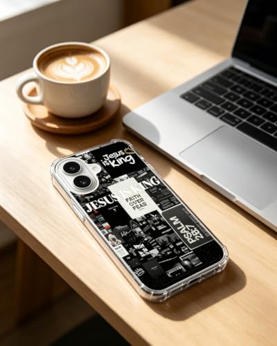 Jesus Faith Phone Case Compatible with iPhone 17, Black Christian Aesthetic Phone Cover for iPhone 17 - color: Christian Aesthetic