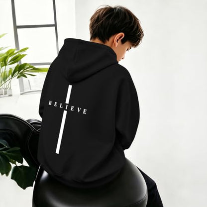 Fkatuzi Christian Graphic Hoodies For Boys Cross Sweatshirt Kids Jesus Hoodie Faith God Religious Bible Verse Believe Tops - color: Black, size: 7-8 Years