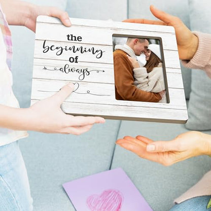 Engagement Gifts for Couples Picture Frame, Wedding Photo Frames, The Beginning of Always Wooden Picture Frames, 4x6 inch Photo - color: Yellow
