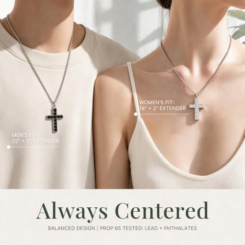Cross Necklace for Women & Men – NFC Interactive Christian Prayer Necklace - color: Sliver