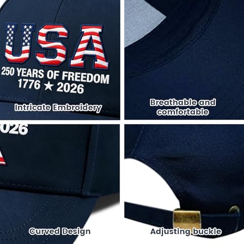 250th Anniversary USA Hat,Adjustable Embroidered Patriotic Baseball Cap,250 Year American Anniversary Merchandise for Unisex - color: I