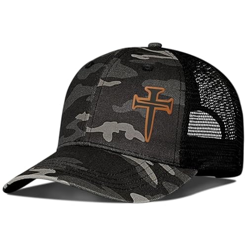 3D Embroidered Christian Hat for Men & Women, Jesus Faith Cross Hat, Religious Gifts for Christians Clothes - color: Leather - Camouflage