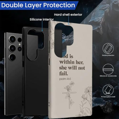 Compatible with Samsung Galaxy S24 Ultra Full Body Matte Case Hard Shell Shockproof Screen Lens Protection for Girl Boy Cute Pattern Christian Bible Verse Religious Scripture Jesus - color: Christian Bible Verse Religious Scripture Jesus, size: Samsung Ga