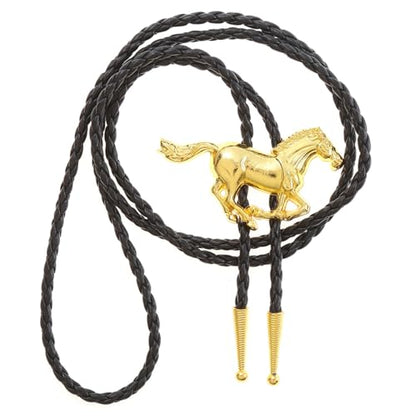 Western Cowboy Bolo tie for Men Women Gold Silver Death Skull Moth Cross Bolo Tie Christmas Deer Rooster Wolf Necktie Gift - color: 11# Gold