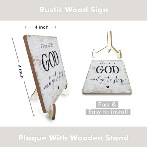 Inspirational Sign Rustic Desk Decor Decorative Christian Gifts Religious Bible Verse Faith Decoration for Home Farmhouse Office Table Shelf Tiered Tray Plaque with Wood Stand - color: multicolour0322