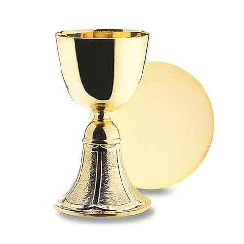 Church Gold Plated Brass Chalice & Paten, 12 Ounce, Classic - color: Classic
