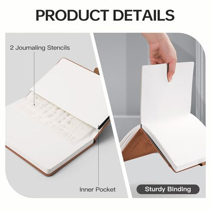 EMSHOI Dotted Journal Notebook, 192 Pages, A5 Size (5.7'' x 8.3'') - color: Brown, style: Dotted