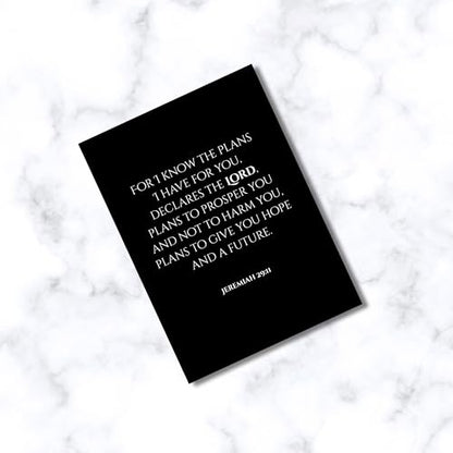 Inspiring Motivational Bible Verse Greeting Cards For Birthday, Retirement, Graduation, Sympathy, Strength, Mourning, Bereavement, Wedding Anniversary and Just Because For Christian Men and Women | Traditional Black and White Design (Jeremiah 29:11) - col