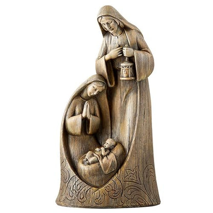 Avalon Gallery Christmas Figurines - Carved Wood Look Joseph Mary and Jesus Tabletop Nativity Figurine, 10-Inch, Holy Family
