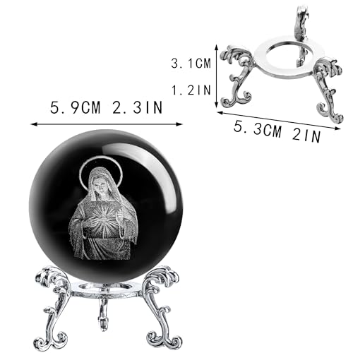 ZEERSHEE 3D Virgin Mary Crystal Ball with Stand Religious Gift Home Decor - style: Virgin Mary-2