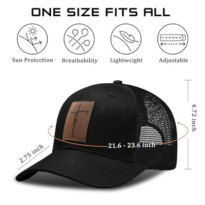 Christian Hats for Men & WomenJesus Cross HatChristianReligious GiftsforVarious Festivals&BirthdaysFaith Baseball/Trucker Cap - color: Black Faith