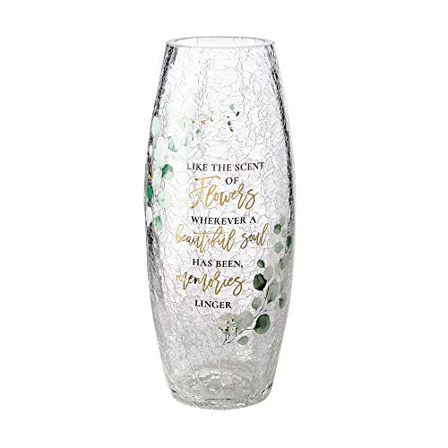 Lillian Rose Crackle Glass Memorial Flower Vase with Sympathy Verse