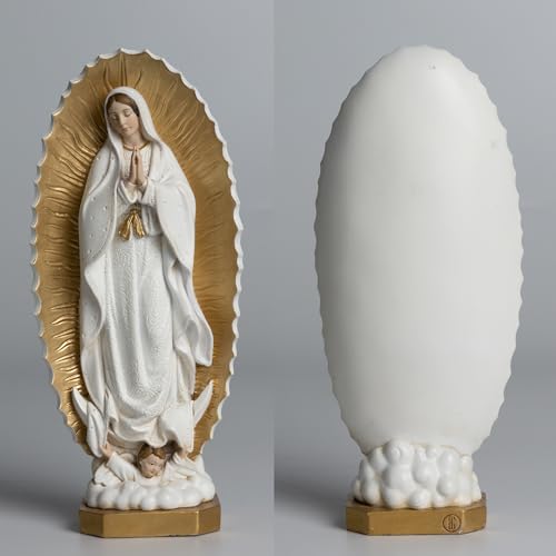 BC Catholic Our Lady of Guadalupe Statue, 7" H Virgen De Guadalupe Figure, Holy Mother Mary Religious Gift, Catholic Decor, Handpainted Renaissance Sculpture Purity & Grace Collection by Buildclassic - color: Gold&white Guadalupe