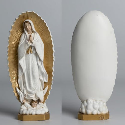 BC Catholic Our Lady of Guadalupe Statue, 7" H Virgen De Guadalupe Figure, Holy Mother Mary Religious Gift, Catholic Decor, Handpainted Renaissance Sculpture Purity & Grace Collection by Buildclassic - color: Gold&white Guadalupe