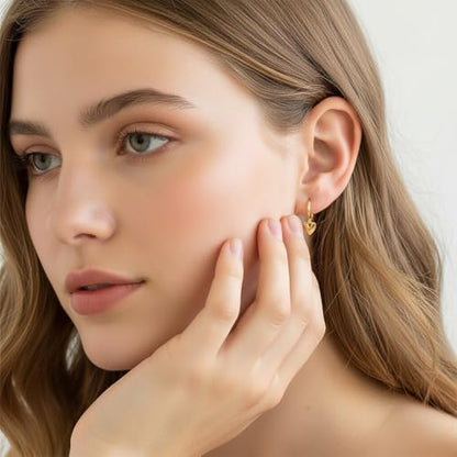 925 Sterling Silver Dangle Earrings Heart Star Cross Drop Earrings Dainty Gold Trendy Cute Earrings for Women - color: Heart, gold