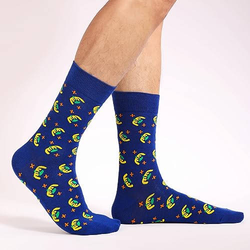 Men's Colorful Striped Dress Socks, 5-Pack Cotton, Sock Size 10-13 - color: Novelty Pattern Mix