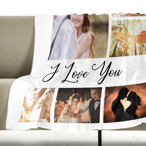inkArts Custom Blanket with Photo, Personalized Blanket, Customized Photo Blankets, Customizable Picture Blankets, Personalized Anniversary Photo Gifts for Women Men Her Him Girlfriend Boyfriend - color: 9 Photos