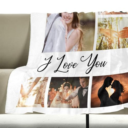 inkArts Custom Blanket with Photo, Personalized Blanket, Customized Photo Blankets, Customizable Picture Blankets, Personalized Anniversary Photo Gifts for Women Men Her Him Girlfriend Boyfriend - color: 9 Photos