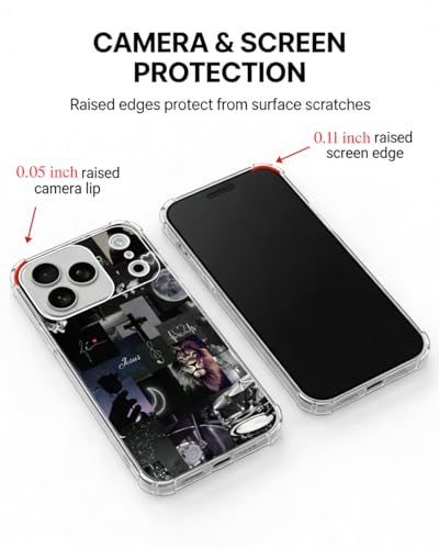 Black Christian Phone Case Compatible with iPhone 17 Pro, Jesus Love Aesthetic Phone Cover for iPhone 17 Pro - color: Black Christian