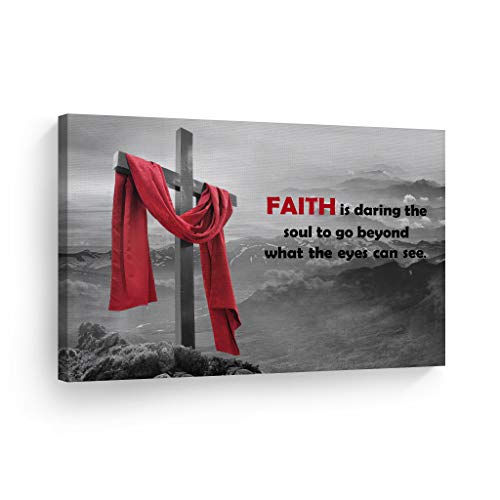 Smile Art Design Scripture Wall Decor Canvas Print William Newton Clarke Faith is Daring the Soul to Go Beyond What the Eyes Can See Christ Pray Cross Religious Christian Art Ready to Hang - 8x12 - color: Christian Canvas H10, size: 12"L x 8"W