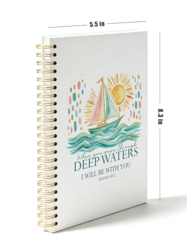 ISANOU Inspirational Christian Bible Journal Notebook for Women Teen Girls - color: isaiah 43:2 sailboat