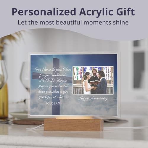 Personalized Christian Acrylic Plaque with Bible Verse Jeremiah 29:11 | Custom Photo & Text | Religious Gift, Spiritual Home Décor, Wedding & Anniversary Keepsake, Inspirational Scripture - color: Jeremiah 29:11
