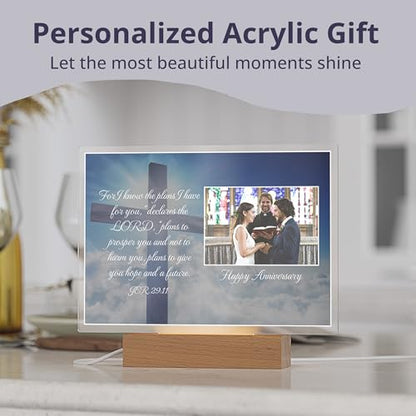 Personalized Christian Acrylic Plaque with Bible Verse Jeremiah 29:11 | Custom Photo & Text | Religious Gift, Spiritual Home Décor, Wedding & Anniversary Keepsake, Inspirational Scripture - color: Jeremiah 29:11