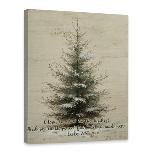 KSDUT Christian Christmas Pine Tree Framed Wall Art 11x14 Inch - color: Christmas-15