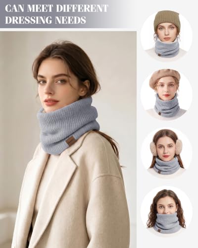 Chalier Infinity Scarf Neck Warmer, Fleece Lined Winter Scarves - color: A-gray