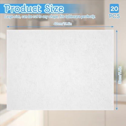 20 Pack Platter Storage Dividers - 15.8x11.8in Long Felt Porcelain Plate Dish Protectors, Serving Tray Separators Pads for Stacking in Cabinet or China Storage Containers