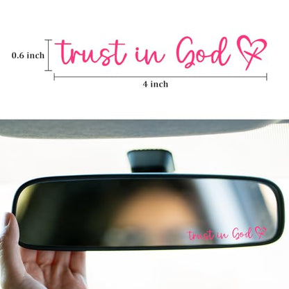 3Pcs Trust In God Mirror Stickers, Jesus Christian Decals for Car (Pink) - color: Pink Trust in God