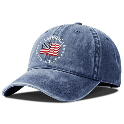 250th Anniversary USA Hat,Adjustable Embroidered Patriotic Baseball Cap,250 Year American Anniversary Merchandise for Unisex - color: O
