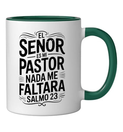 Spanish Christian With a Bible Verse Quote El Senor Es Mi Ceramic Mug, Dark Green/White, 11oz - color: Dark Green/White, size: 11 Ounces